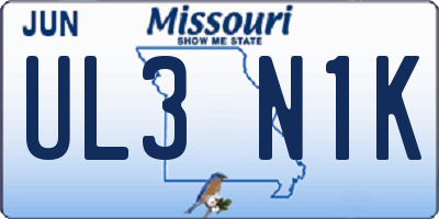 MO license plate UL3N1K