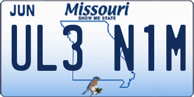 MO license plate UL3N1M