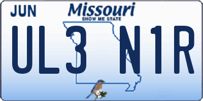 MO license plate UL3N1R