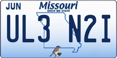 MO license plate UL3N2I