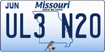 MO license plate UL3N2O