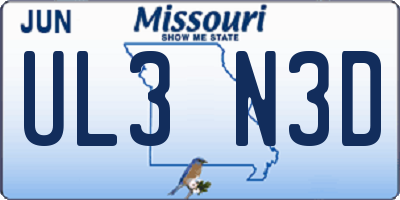 MO license plate UL3N3D
