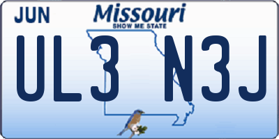 MO license plate UL3N3J