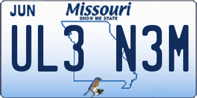MO license plate UL3N3M