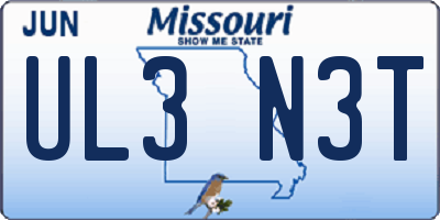MO license plate UL3N3T