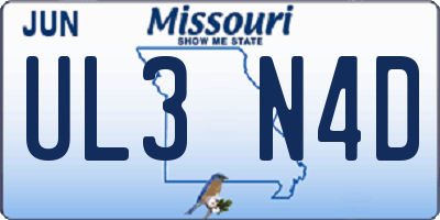 MO license plate UL3N4D