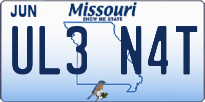 MO license plate UL3N4T