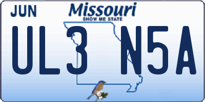 MO license plate UL3N5A
