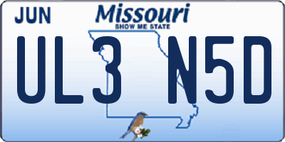 MO license plate UL3N5D