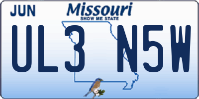 MO license plate UL3N5W
