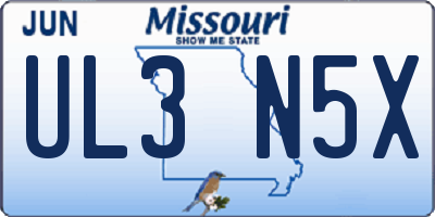 MO license plate UL3N5X