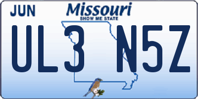MO license plate UL3N5Z