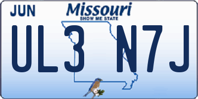 MO license plate UL3N7J