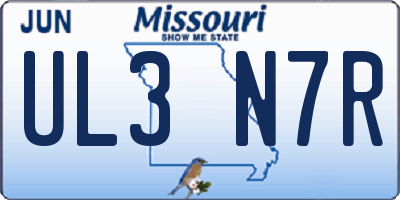 MO license plate UL3N7R