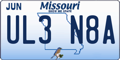 MO license plate UL3N8A