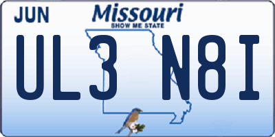 MO license plate UL3N8I