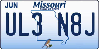 MO license plate UL3N8J
