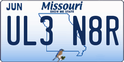MO license plate UL3N8R