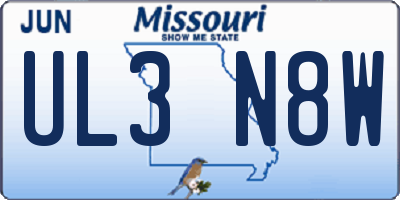 MO license plate UL3N8W