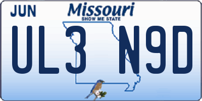 MO license plate UL3N9D