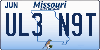 MO license plate UL3N9T