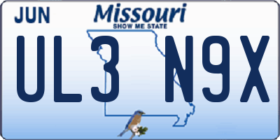 MO license plate UL3N9X
