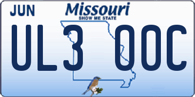 MO license plate UL3O0C