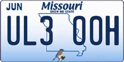 MO license plate UL3O0H