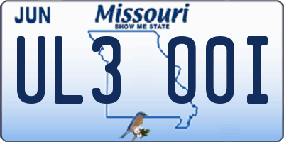 MO license plate UL3O0I
