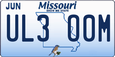 MO license plate UL3O0M