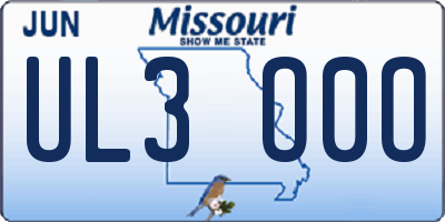 MO license plate UL3O0O