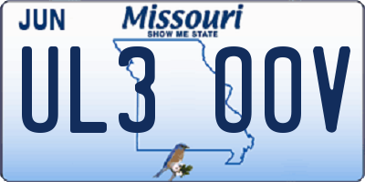 MO license plate UL3O0V