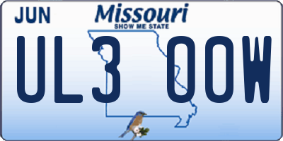MO license plate UL3O0W