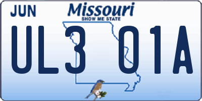 MO license plate UL3O1A