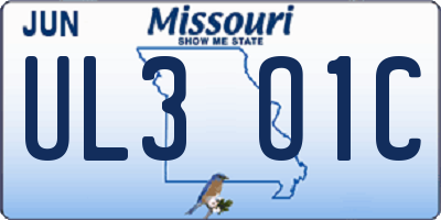 MO license plate UL3O1C