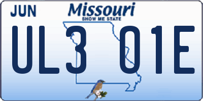 MO license plate UL3O1E