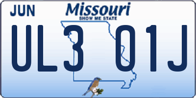 MO license plate UL3O1J