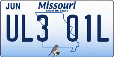 MO license plate UL3O1L
