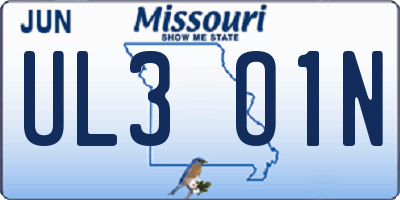 MO license plate UL3O1N