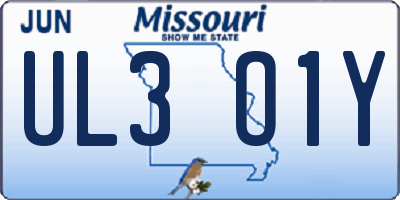 MO license plate UL3O1Y