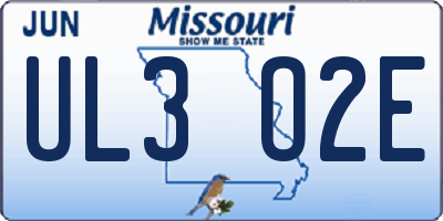 MO license plate UL3O2E