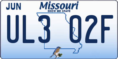 MO license plate UL3O2F