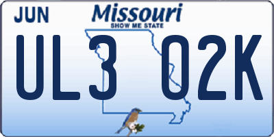 MO license plate UL3O2K