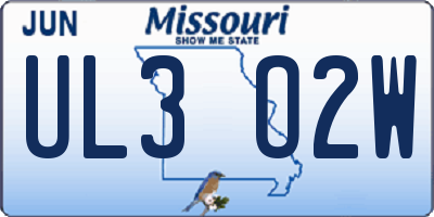 MO license plate UL3O2W