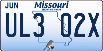 MO license plate UL3O2X