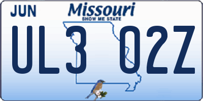 MO license plate UL3O2Z