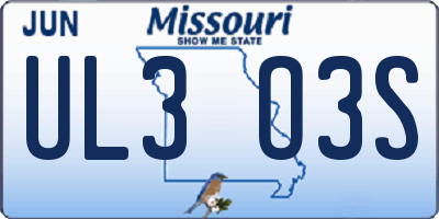 MO license plate UL3O3S