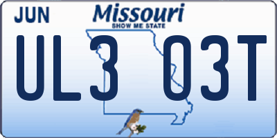 MO license plate UL3O3T
