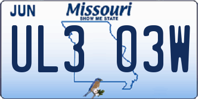 MO license plate UL3O3W