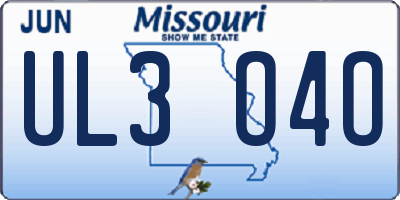 MO license plate UL3O4O
